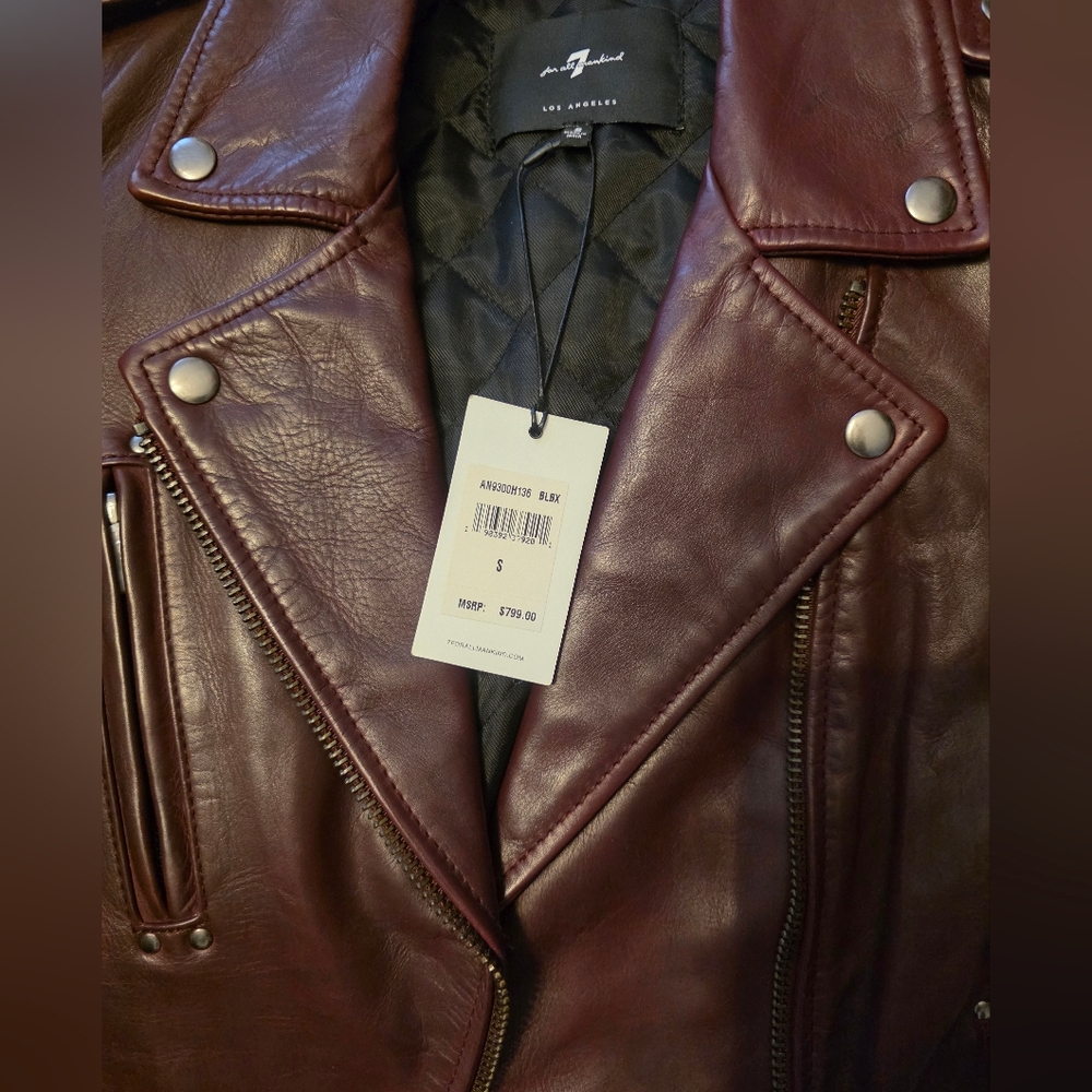 7 For All Mankind Deep Burgundy Leather Jacket